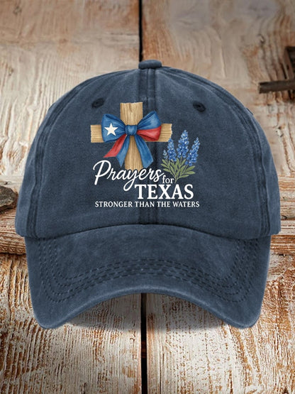 🙏💔Join us in praying for Texas.🙏Retro Texas Strong Prayers For Texas Stronger Than The Waters Print Baseball Cap