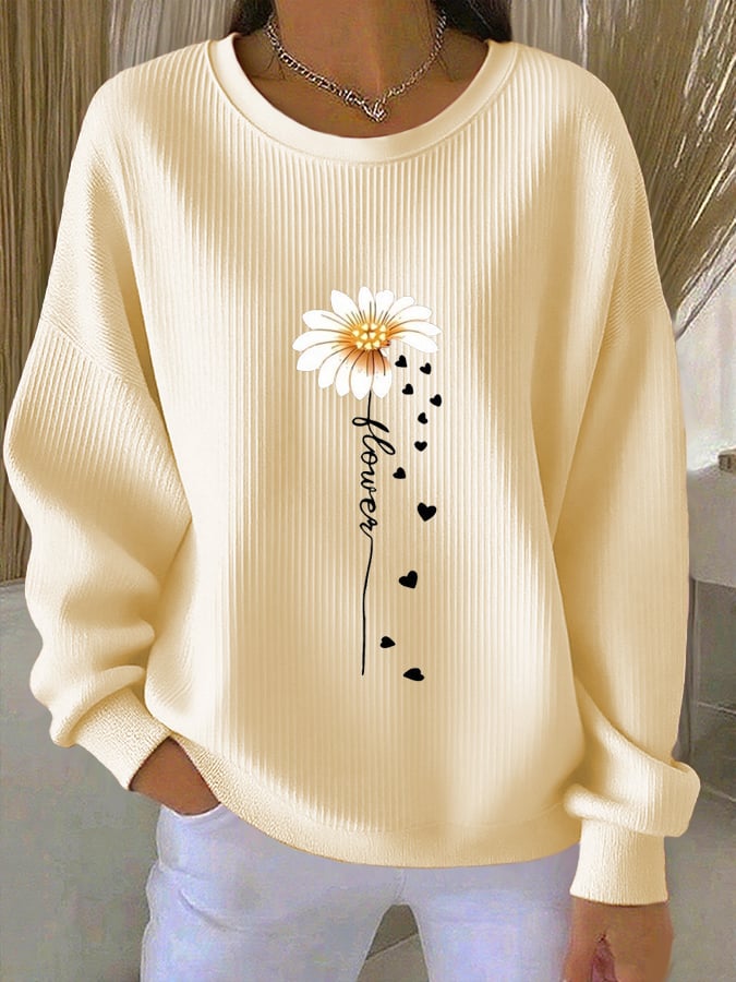 Women's Faith Print Knit Crew Neck Long Sleeve Top