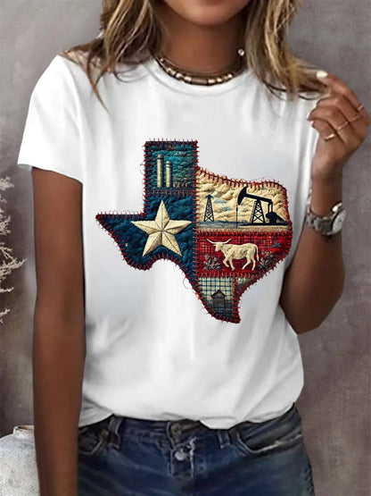 🙏💔Join us in praying for Texas.🙏Women's Texas The Lone Star State Printed Short-Sleeved T-Shirt