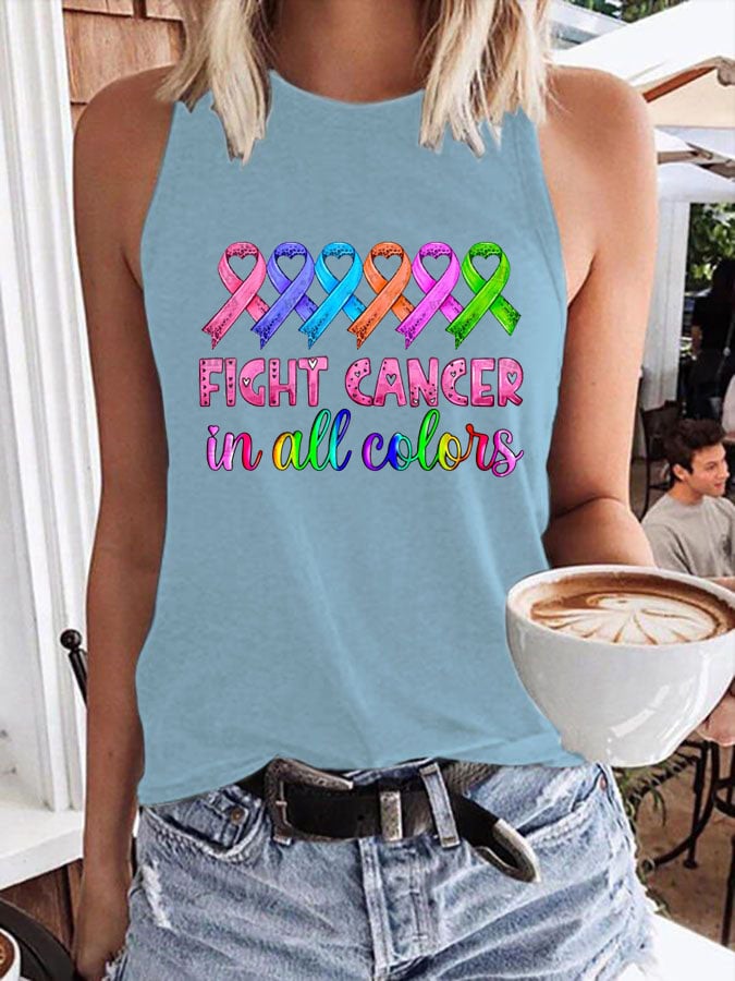 Women'S Breast cancer Fight Cancer In all Colors Print Classic Vest