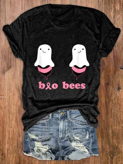 Women's Boo Bees Breast Cancer Awareness Print T-Shirt