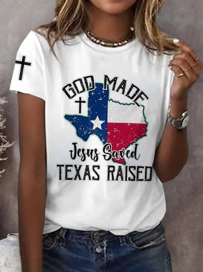 🙏💔Join us in praying for Texas.🙏Retro Texas Strong God Made Jesus Saved Texas Print T-Shirt