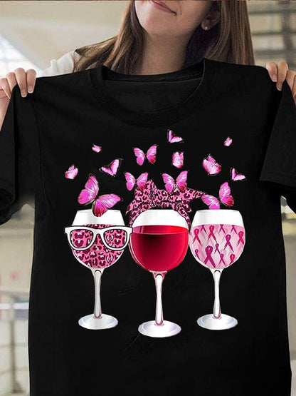 Women's Breast Cancer Print Casual T-Shirt