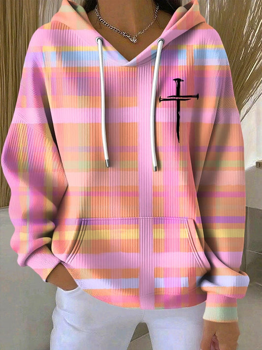 Women's Plaid Faith Print Casual Sweatshirt