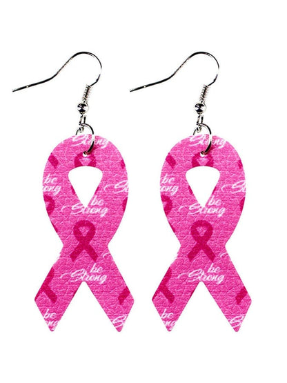 Pink Ribbon Slogan Earrings