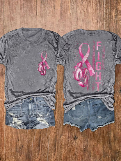 Women's Fight Breast Cancer Awareness Print T-Shirt