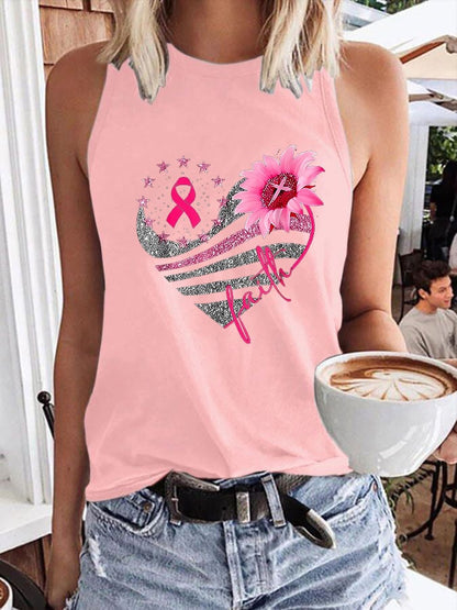 Women's Breast Cancer Print Casual Tank Top