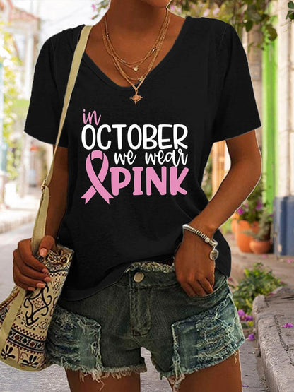 Women's In October We Wear Pink Short Sleeve T-Shirt