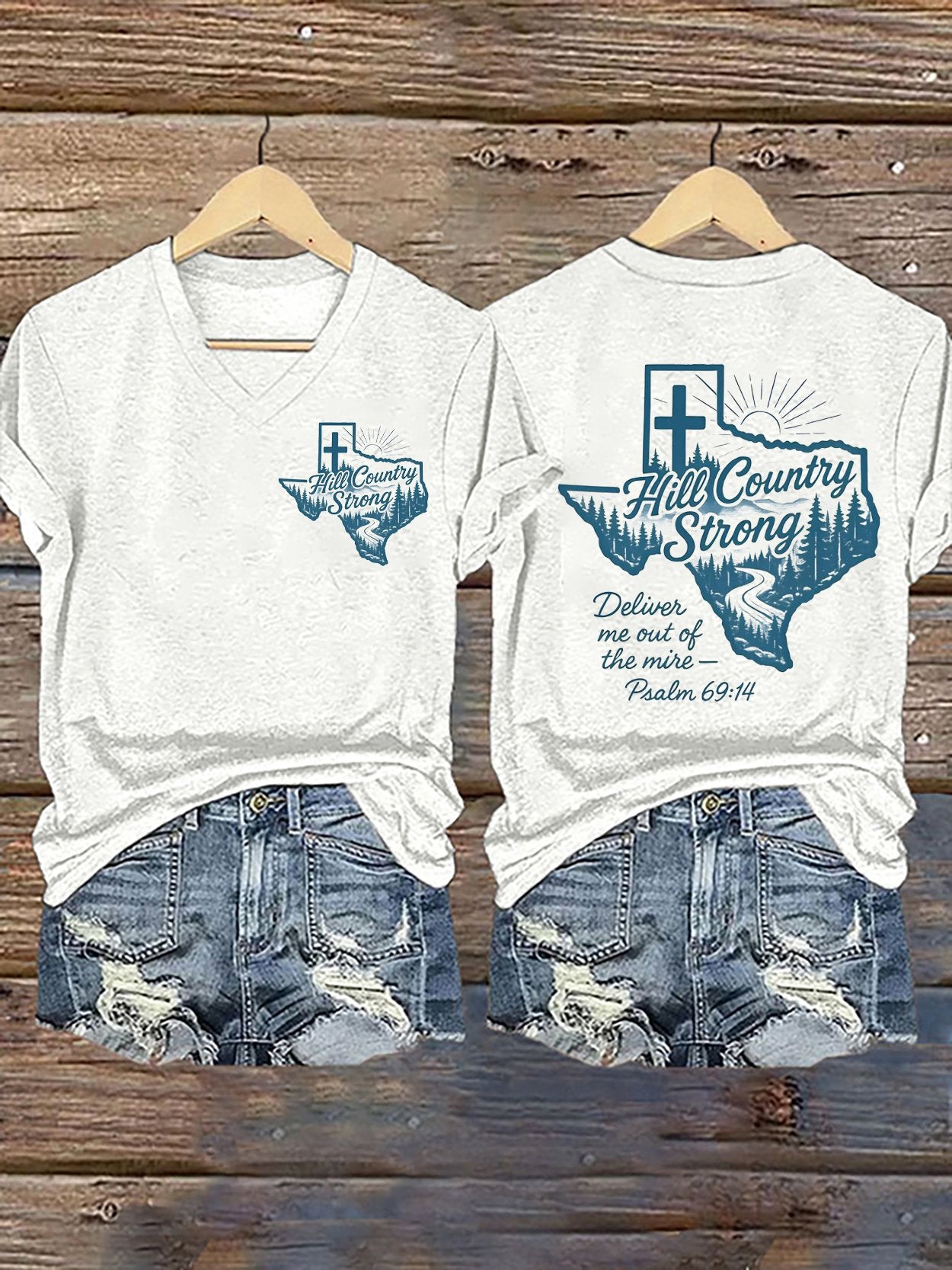 🙏💔Join us in praying for Texas.🙏Women's Hill Country Strong Printed Short-Sleeved T-Shirt