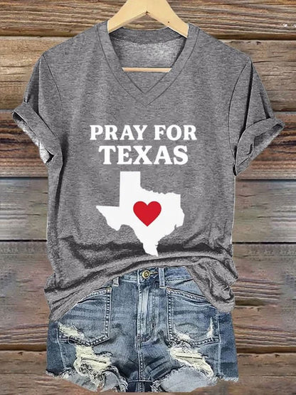 🙏💔Join us in praying for Texas.🙏Women's Pray For Texas Print T-shirt