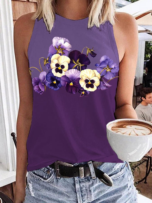 Women's Alzheimer's Purple Floral Print Tank Top