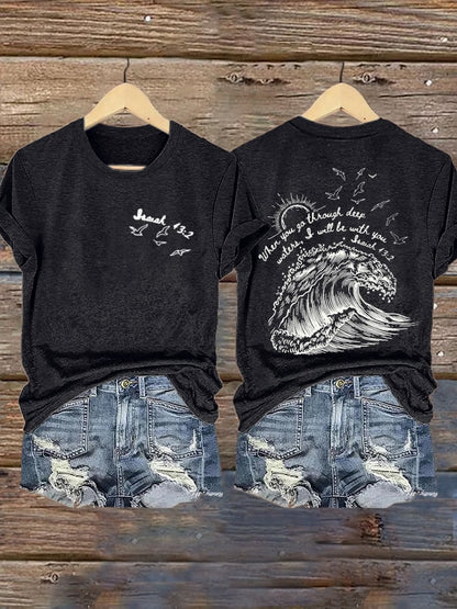 🙏💔Join us in praying for Texas.🙏Women's When You Go Through Deep Waters, I Will Be With You. Isaiah 43:2  Faith Printed T-Shirts
