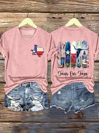 🙏💔Join us in praying for Texas.🙏V-Neck Retro Texas Strong Texas Our Texas Print T-Shirt