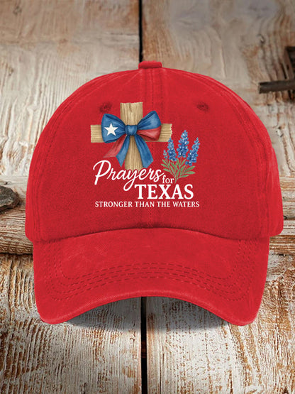 🙏💔Join us in praying for Texas.🙏Retro Texas Strong Prayers For Texas Stronger Than The Waters Print Baseball Cap