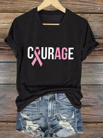 Women's Breast Cancer Awareness Print Casual T-Shirt