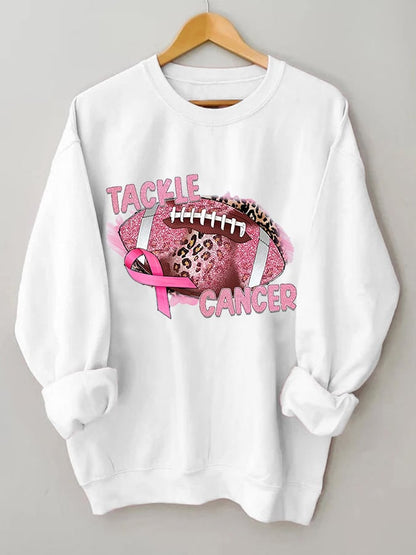 Women's Tackle Breast Cancer Pink Ribbon Football Sweatshirt
