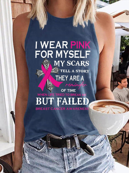 Faith Breast Cancer Awareness I Wear Pink For Myself Print Tank Top