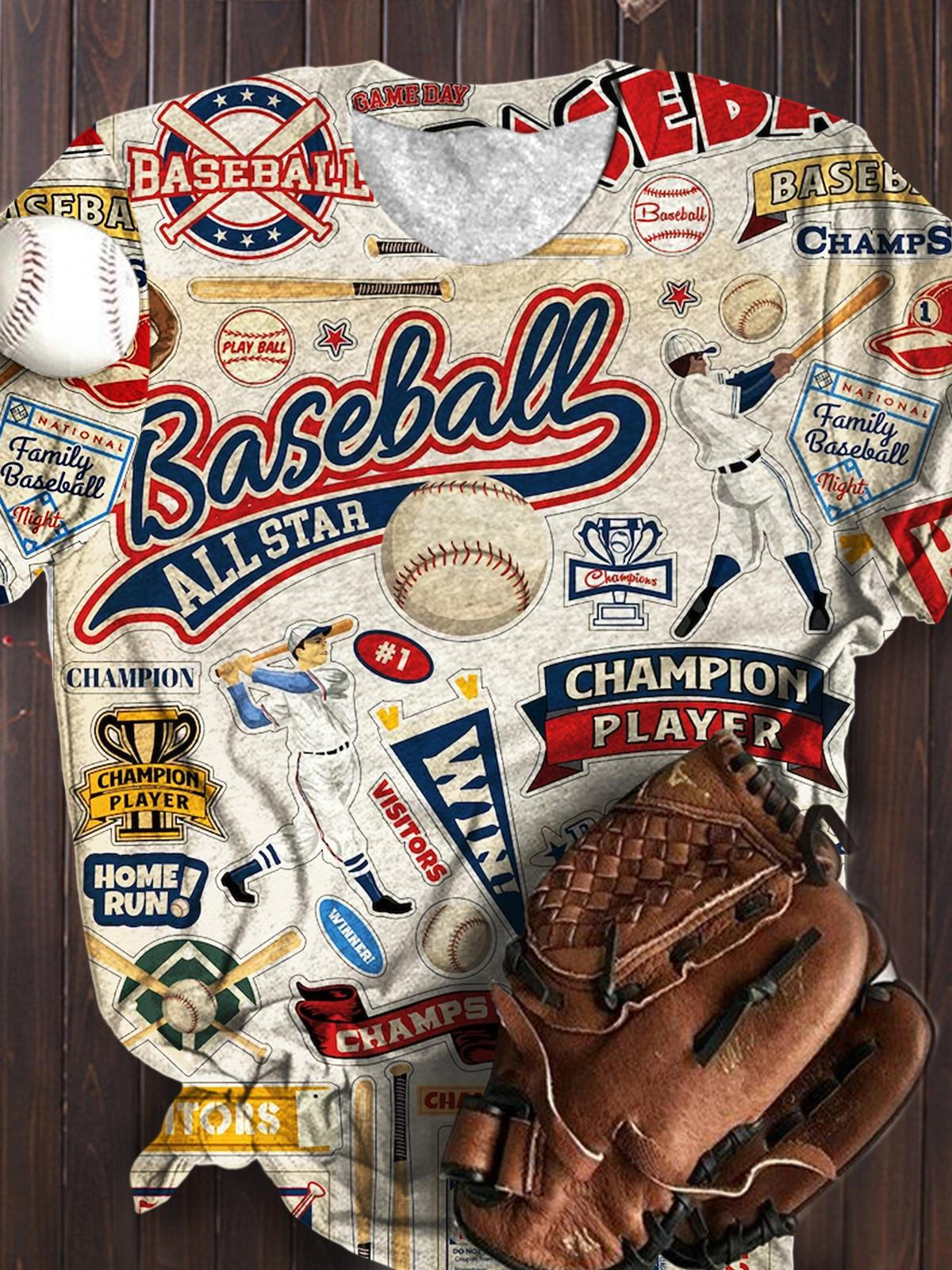 Women's Baseball Retro Print Casual Top