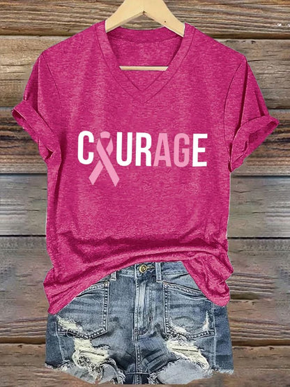 Women's Breast Cancer Awareness Print Casual T-Shirt