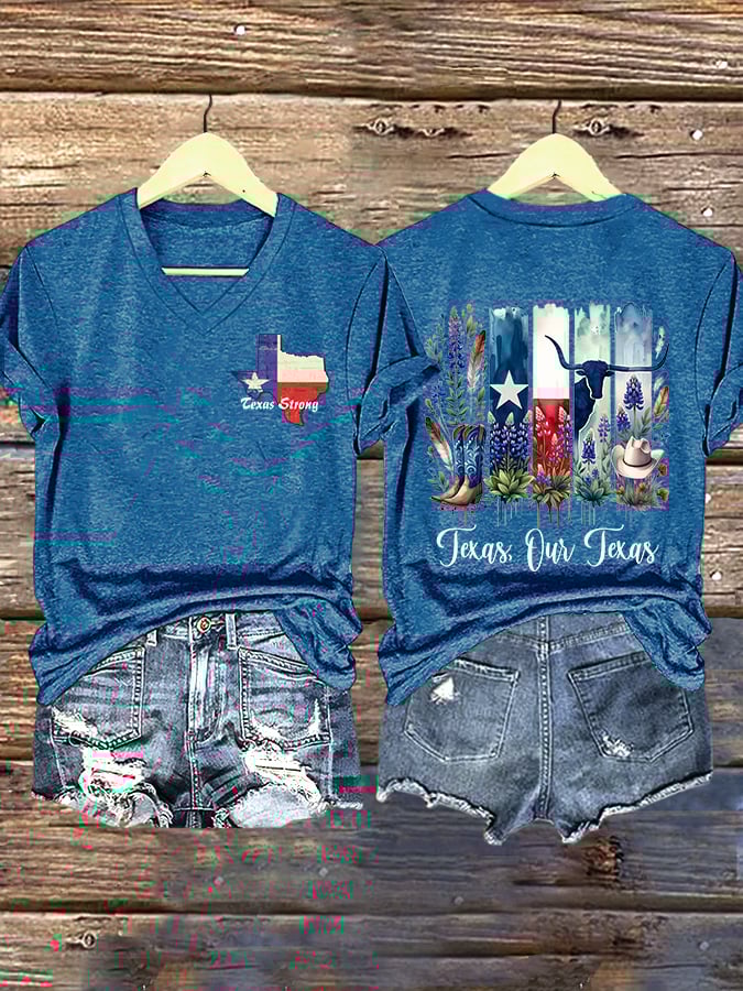 🙏💔Join us in praying for Texas.🙏V-Neck Retro Texas Strong Texas Our Texas Print T-Shirt
