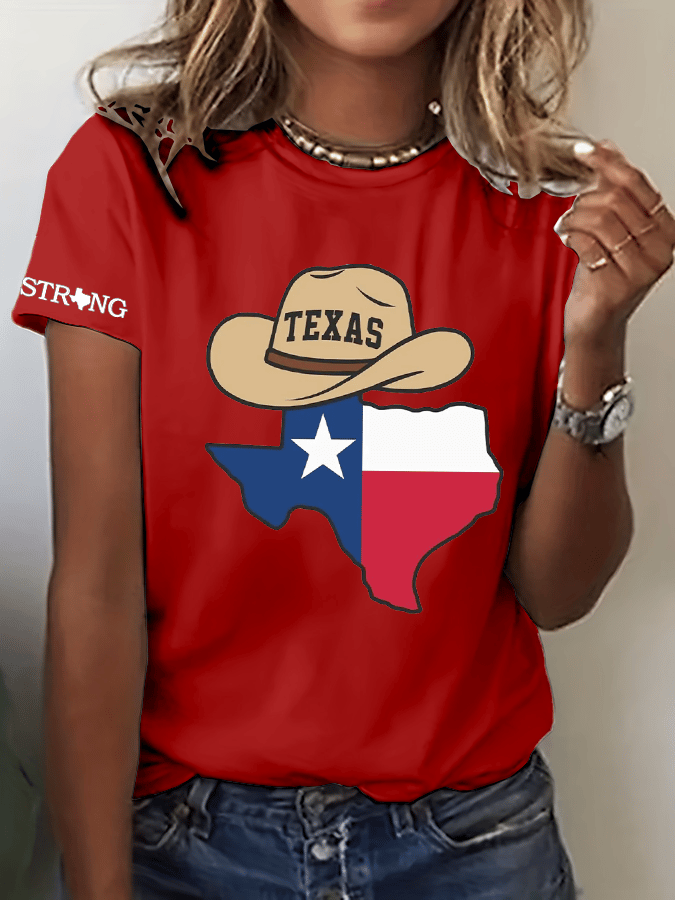 🙏💔Join us in praying for Texas.🙏Women's Texas Strong Print Crew Neck T-Shirt