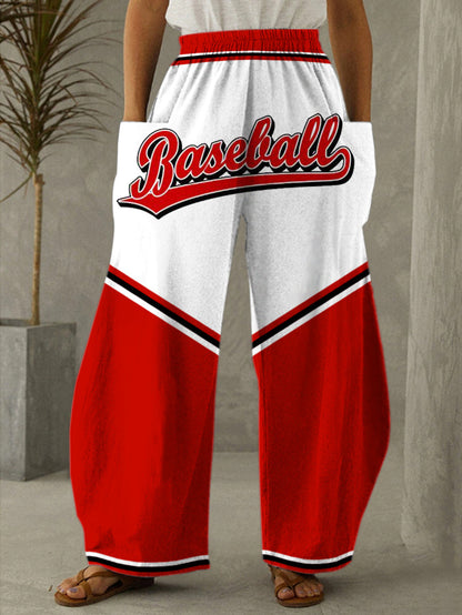 Fashionable Baseball Print Casual Pants