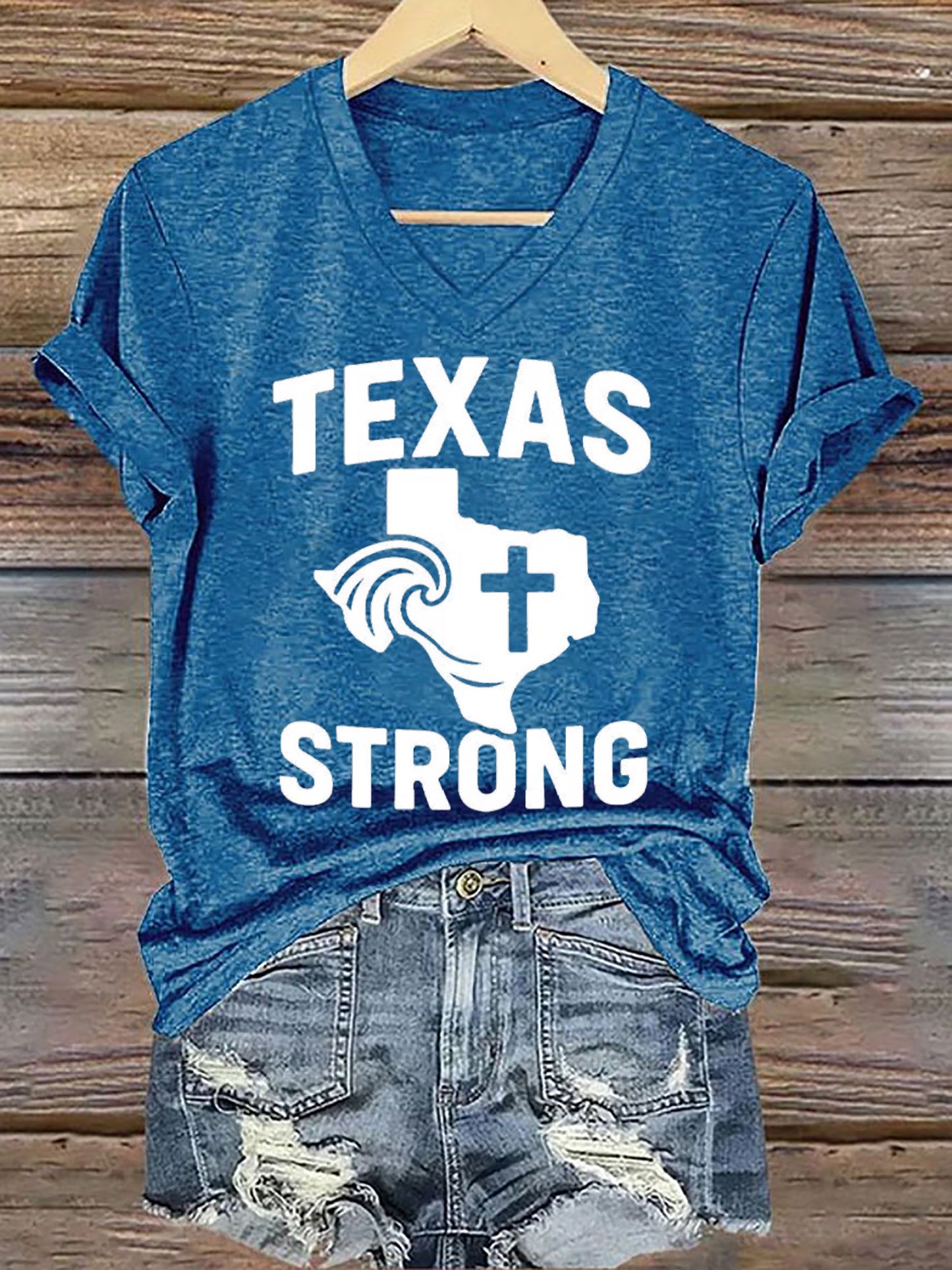 🙏💔Join us in praying for Texas.🙏Women's Texas Strong Printed Short-Sleeved T-Shirt