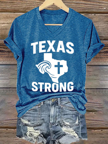🙏💔Join us in praying for Texas.🙏Women's Texas Strong Printed Short-Sleeved T-Shirt