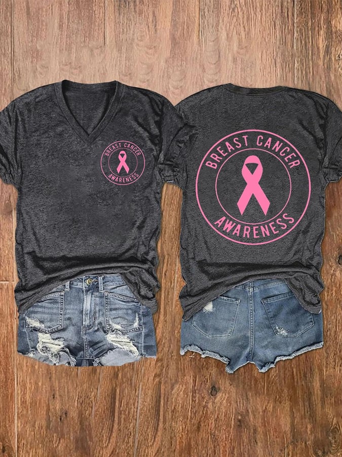 Women'S Breast Cancer Awareness Printed T-Shirt