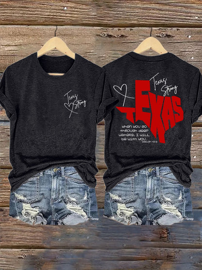 🙏💔Join us in praying for Texas.🙏Retro Texas Strong When You Go Through Deep Waters, I Will Be With You. Isaiah 43:2 Print T-Shirt