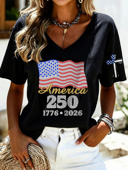 Women's Casual 250th Anniversary Independence Day Printed T-shirt