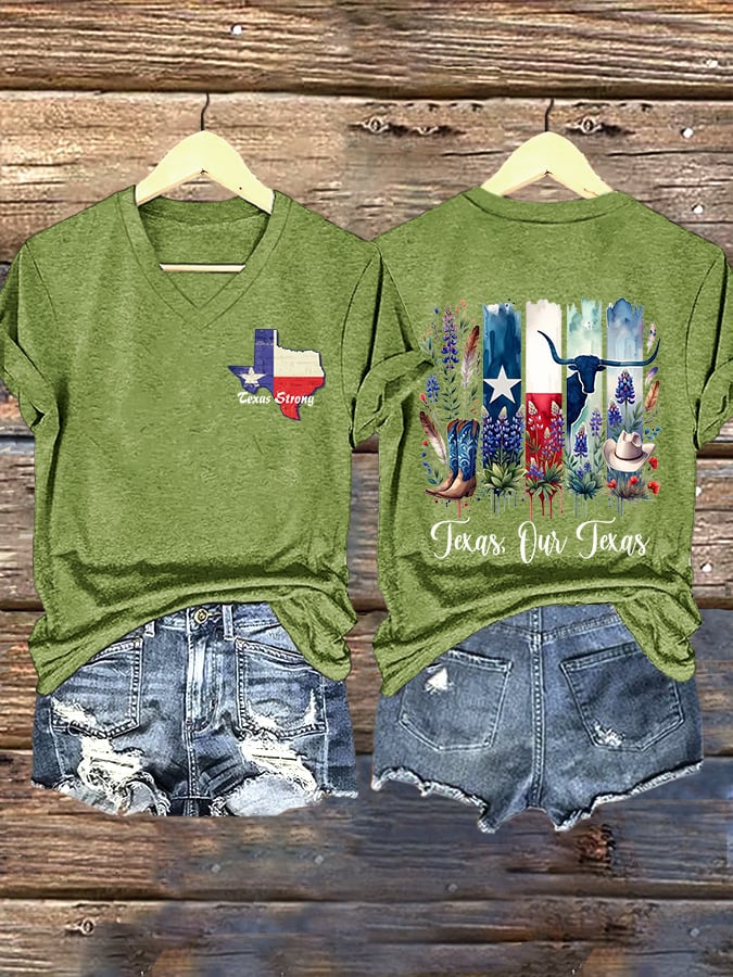 🙏💔Join us in praying for Texas.🙏V-Neck Retro Texas Strong Texas Our Texas Print T-Shirt