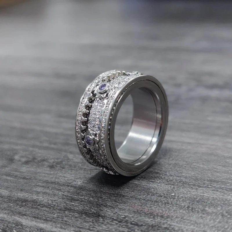 🔥925 Sterling Silver Personalized Stress Reducing Rotatable Gear Ring
