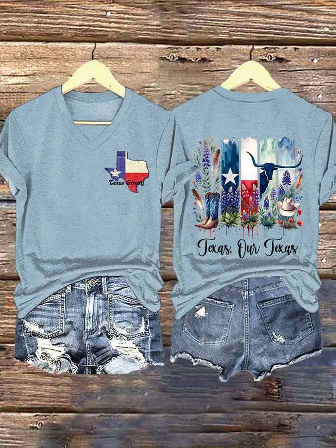 🙏💔Join us in praying for Texas.🙏V-Neck Retro Texas Strong Texas Our Texas Print T-Shirt