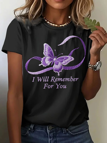 Women's Alzheimer's Disease Knitted Print Short Sleeve T-shirt