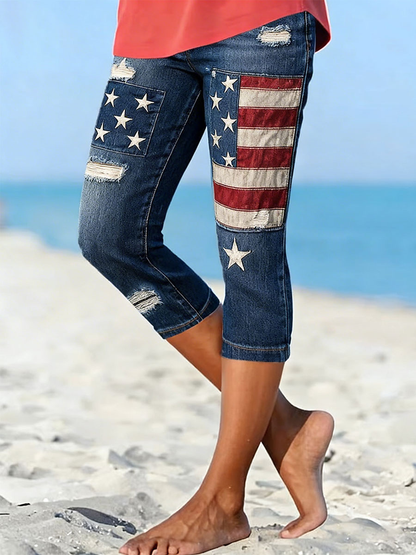 Women's 250th anniversary printed cropped pants