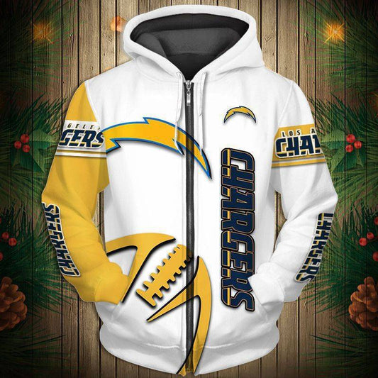 Los Angeles Chargers  Men's Casual Zipper Hooded Sweatshirts