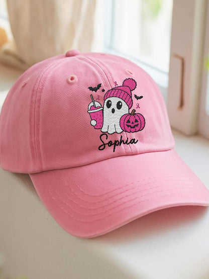 Women's casual pink ghost hat
