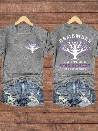 Women's  Floral Dementia Alzheimer's Disease Awareness Remeber For Those Who Cannot Print T-Shirt