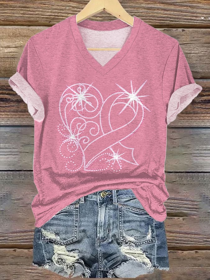 Women's Pink Diamond Print T-shirt