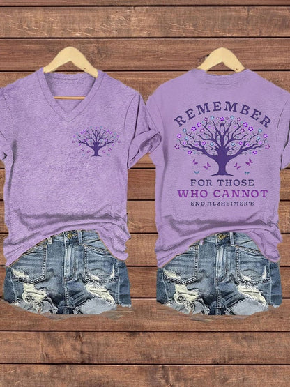 Women's  Floral Dementia Alzheimer's Disease Awareness Remeber For Those Who Cannot Print T-Shirt