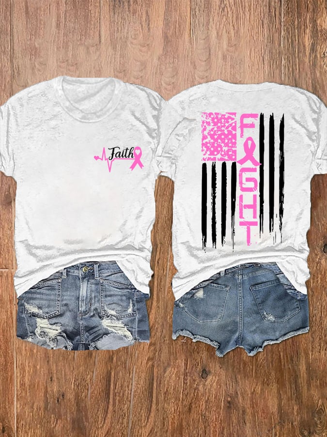 Women's Faith For A Cure Breast Cancer Fighter Supporter Tee