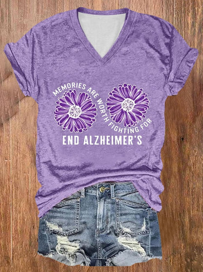 Women's  Alzheimers Awareness Print T-Shirt