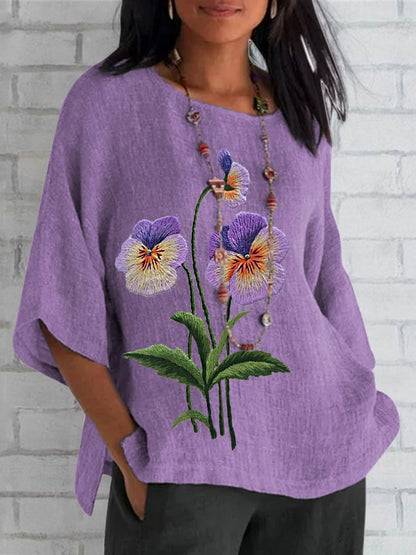 Women's Purple Flower Alzheimer's Awareness Support Shirt