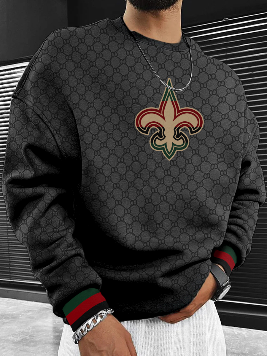 New Orleans Saints  Men's Crew Neck Sweatshirt Black