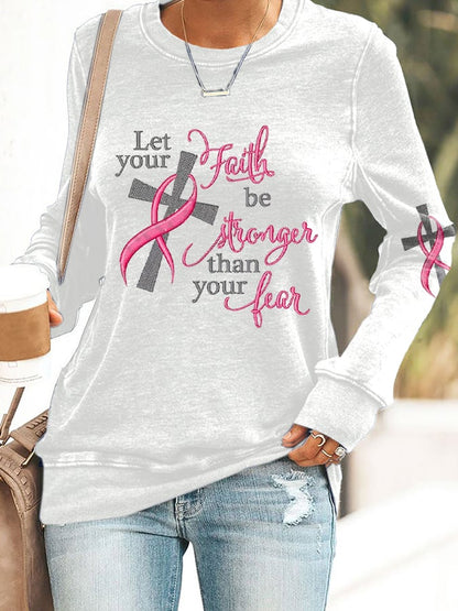 Breast Cancer Women's Casual Printed Long Sleeve Sweatshirt