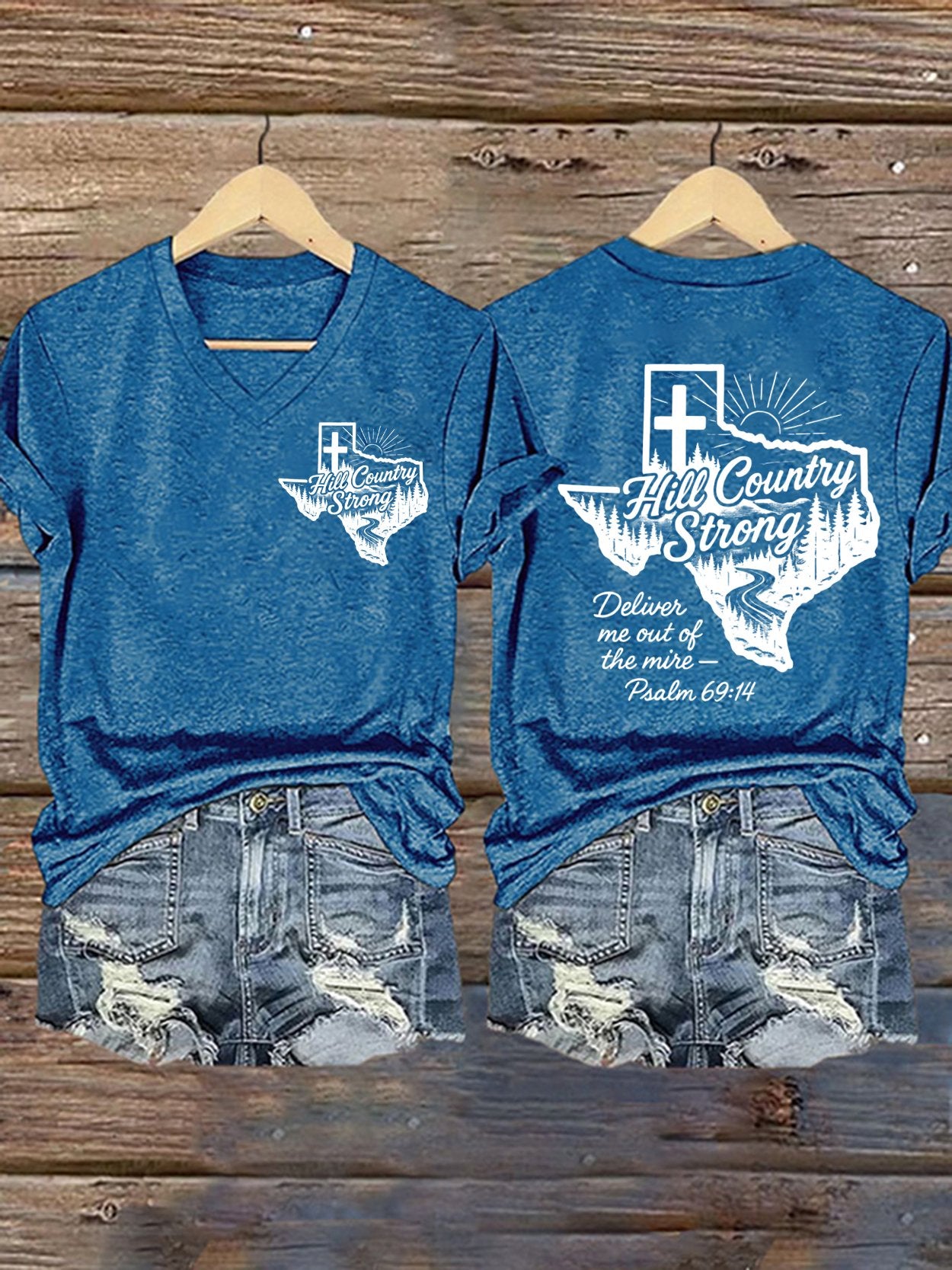 🙏💔Join us in praying for Texas.🙏Women's Hill Country Strong Printed Short-Sleeved T-Shirt