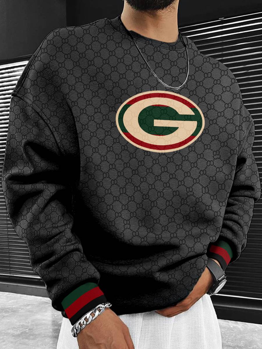 Green Bay Packers  Men's Crew Neck Sweatshirt Black