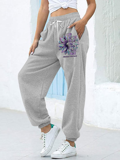 Retro Alzheimer's Awareness You May Not Remember But I Will Never Forget Printed Lace-Up With Pockets Trousers