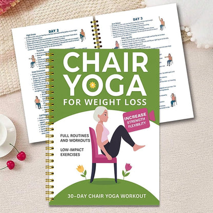 🔥30-Day Chair Yoga Weight Loss Spiral-Bound Notebook & Step-by-Step Exercise Guide - At-Home Fitness Journal